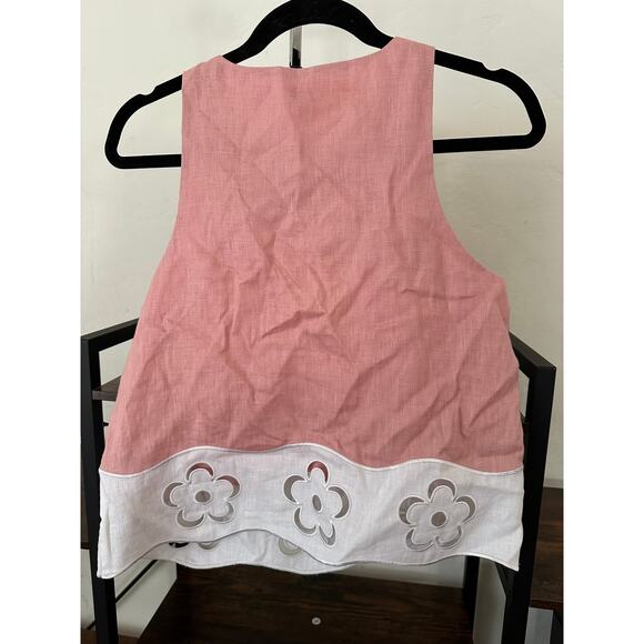 STAUD Mika Linen Top Faded Blush White M - Picture 2 of 5